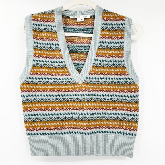 Veronica Beard Revolve Helenika Merino Wool Blend Fair‎ Isle Sweater Vest Size S - Picture 2 of 6